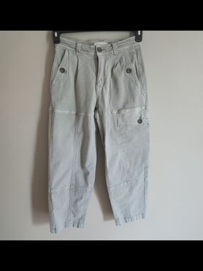 Anthropologie Women's Light Gray/green Cargo Chino Pants